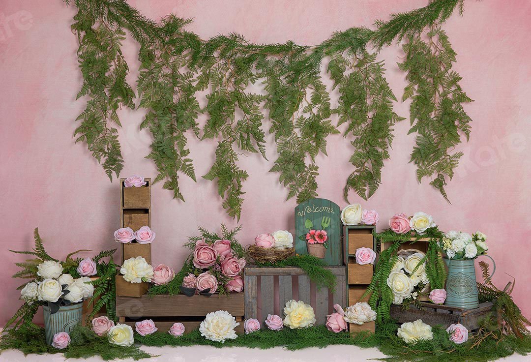 Kate Valentine's Day Roses Vines Pink Backdrop Designed by Emetselch - Kate Backdrop AU