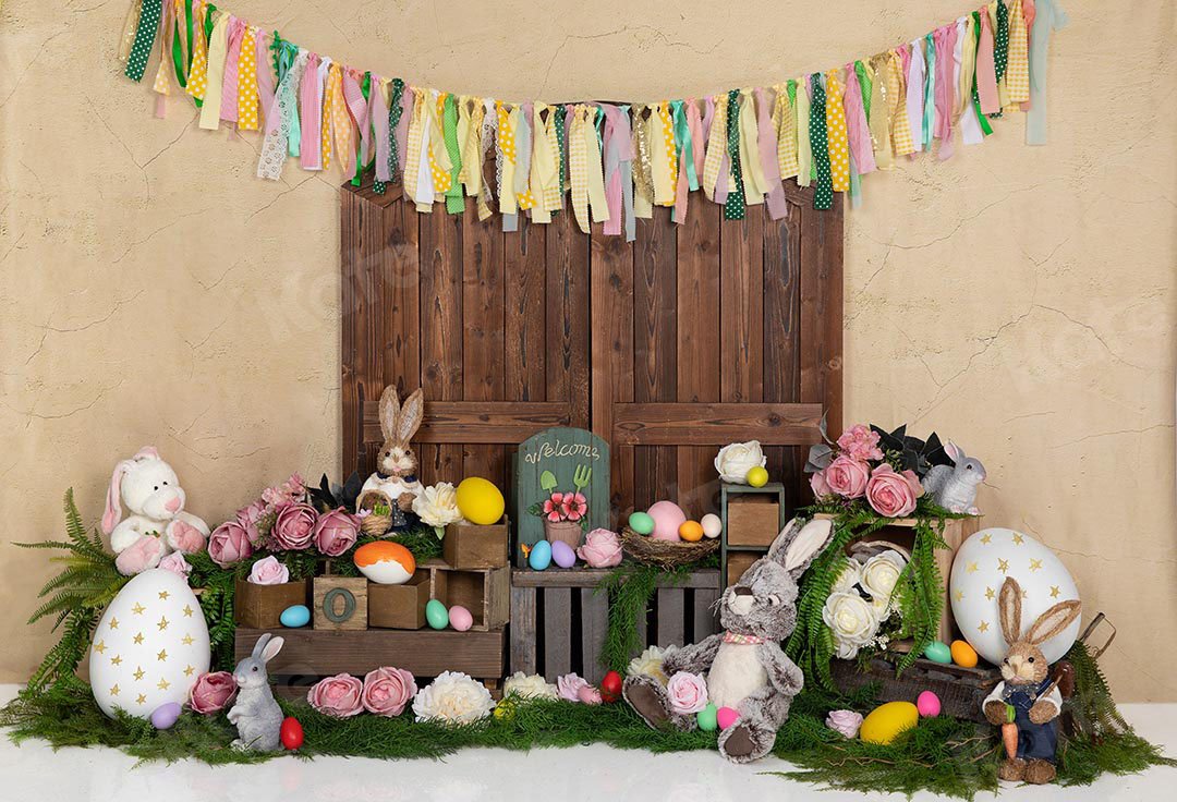 Kate Easter Eggs Bunny Rabbits Door Backdrop Designed by Emetselch - Kate Backdrop AU