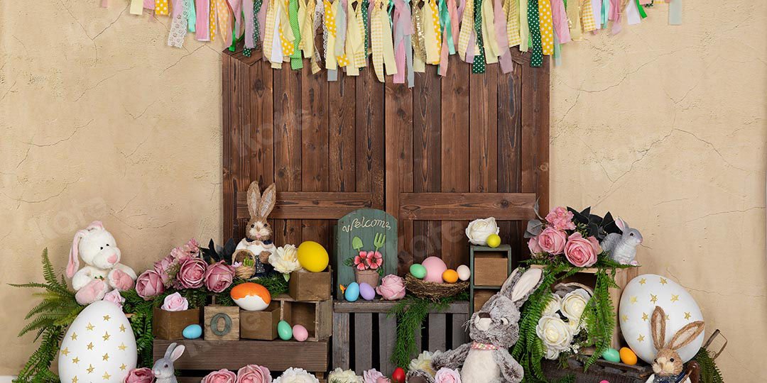 Kate Easter Eggs Bunny Rabbits Door Backdrop Designed by Emetselch - Kate Backdrop AU