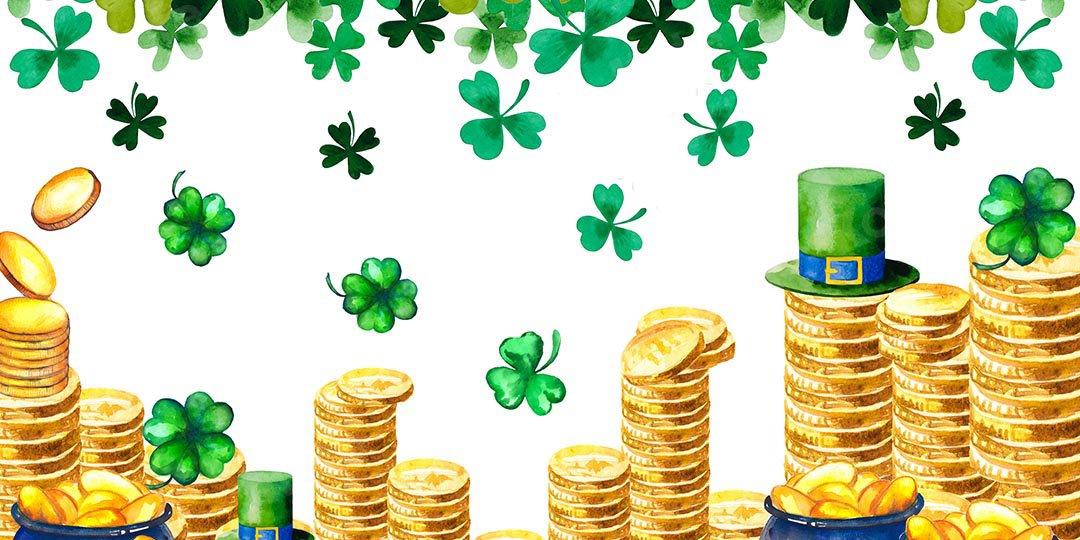 Kate St. Patrick's Day Shamrocks Gold Coin Backdrop Designed by Chain Photography - Kate Backdrop AU