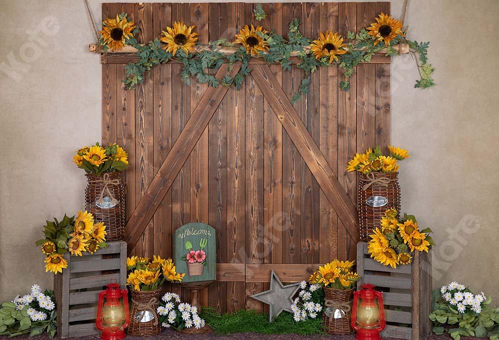 Kate Spring Flower Backdrop Barn Door Designed by Emetselch - Kate Backdrop AU