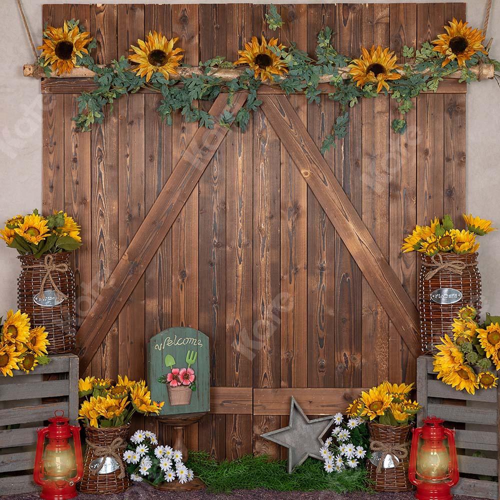 Kate Spring Flower Backdrop Barn Door Designed by Emetselch - Kate Backdrop AU