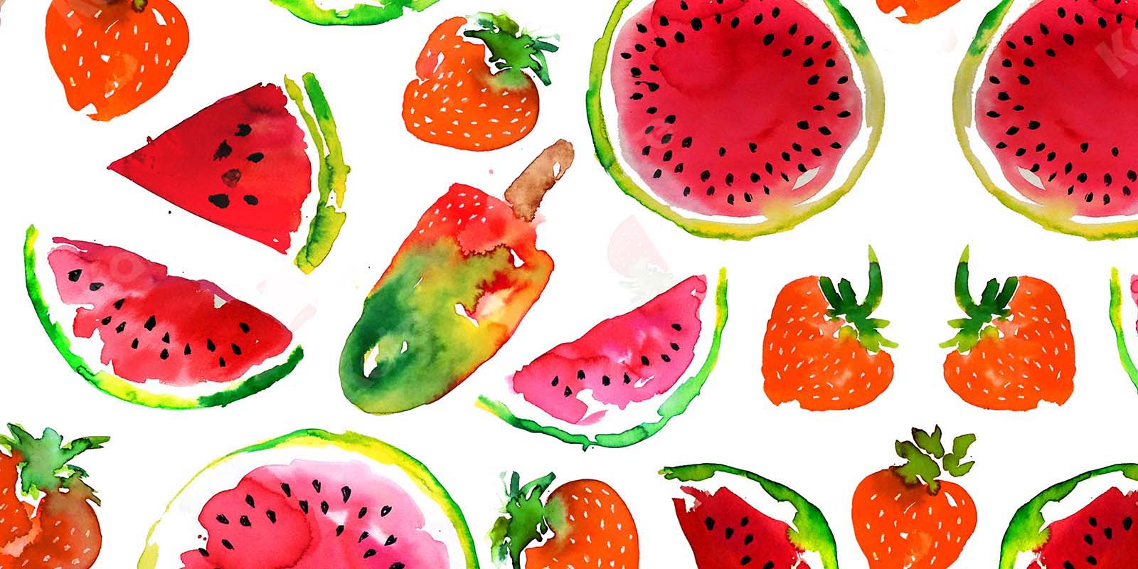 Kate Summer Watermelon Strawberry Ice Cream Backdrop Designed by GQ - Kate Backdrop AU