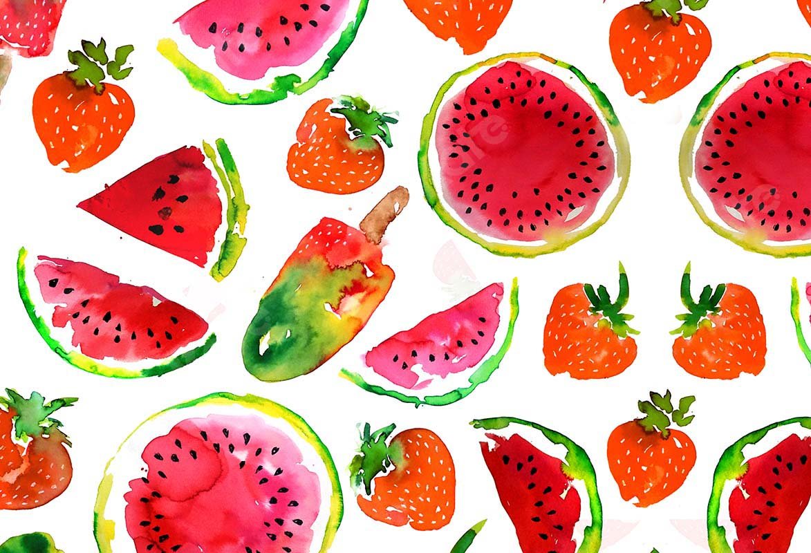 Kate Summer Watermelon Strawberry Ice Cream Backdrop Designed by GQ - Kate Backdrop AU