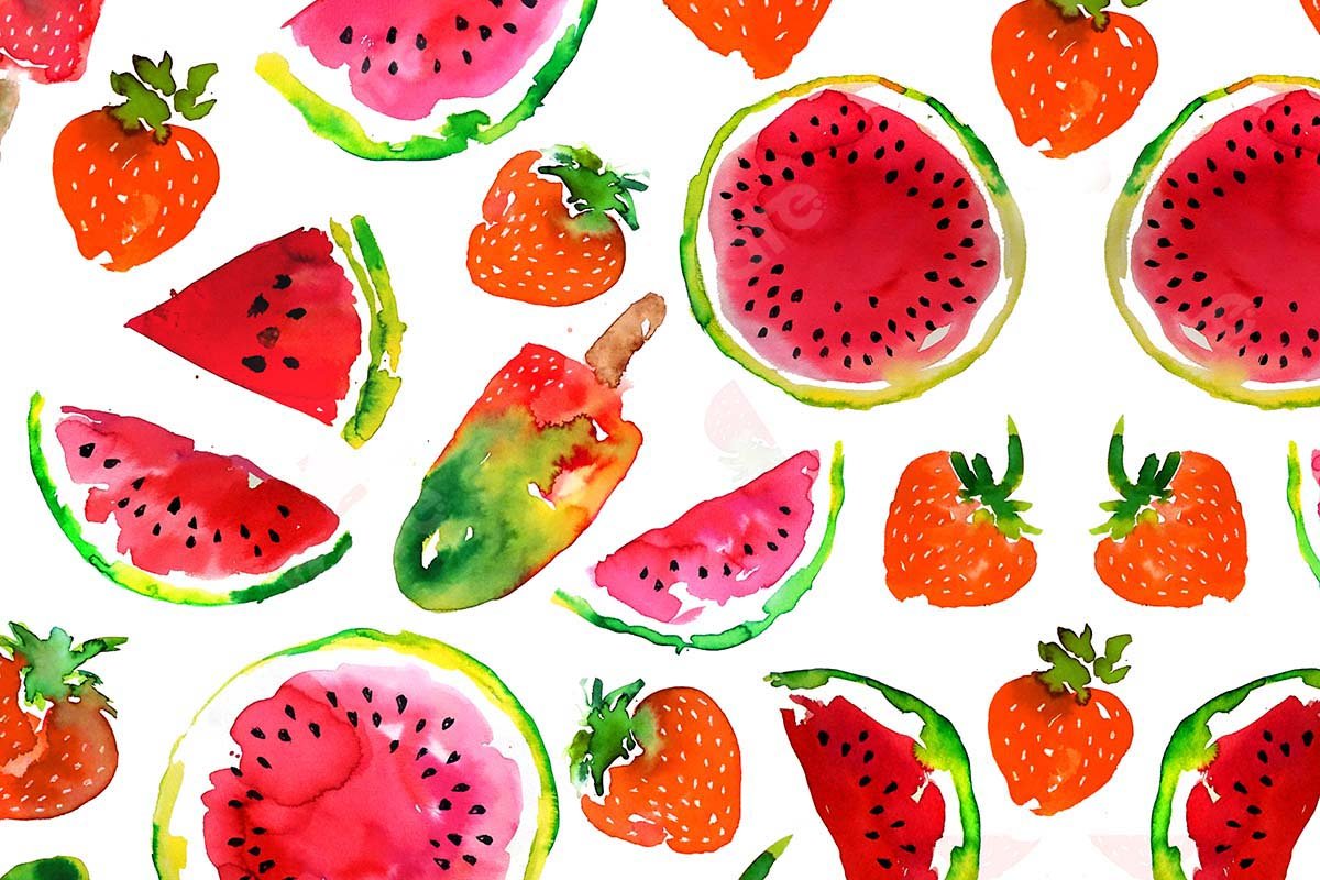 Kate Summer Watermelon Strawberry Ice Cream Backdrop Designed by GQ - Kate Backdrop AU