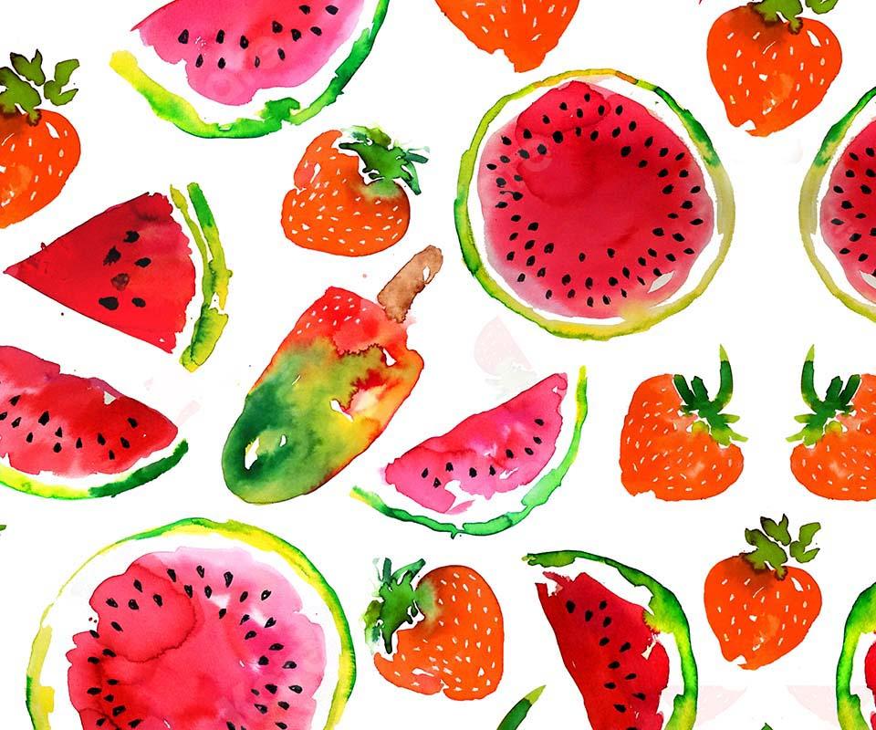 Kate Summer Watermelon Strawberry Ice Cream Backdrop Designed by GQ - Kate Backdrop AU