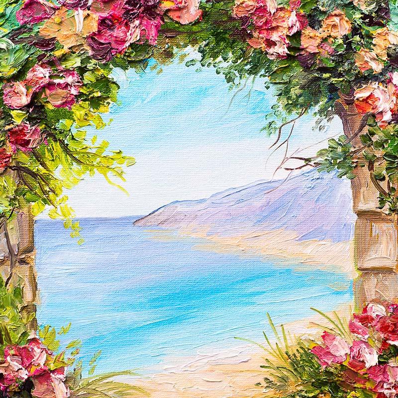 Kate Summer Beach Sea Florals Door Garden Backdrop Designed by GQ - Kate Backdrop AU