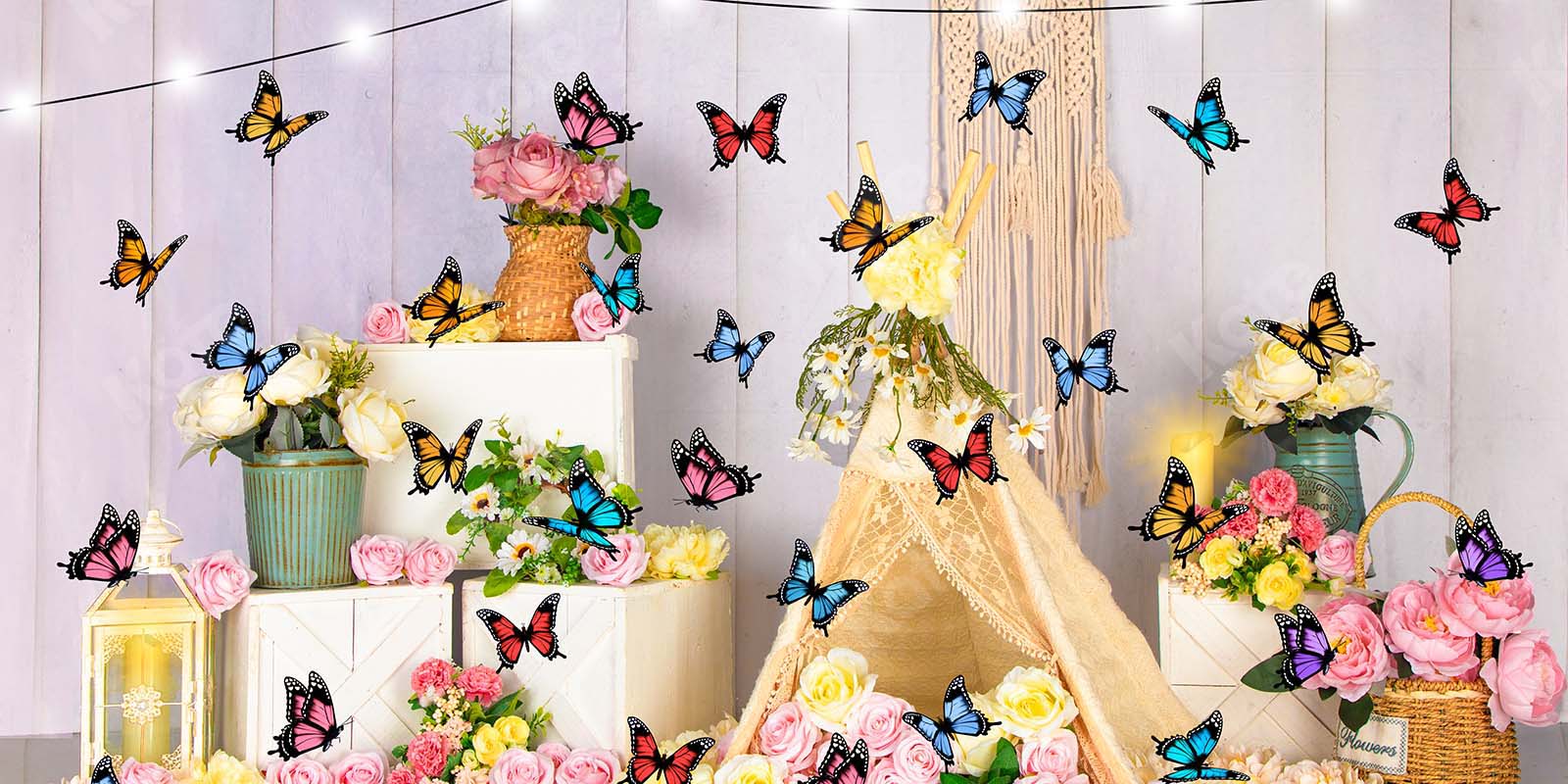 Kate Spring Flower Tent Butterfly Backdrop Designed by Emetselch - Kate Backdrop AU