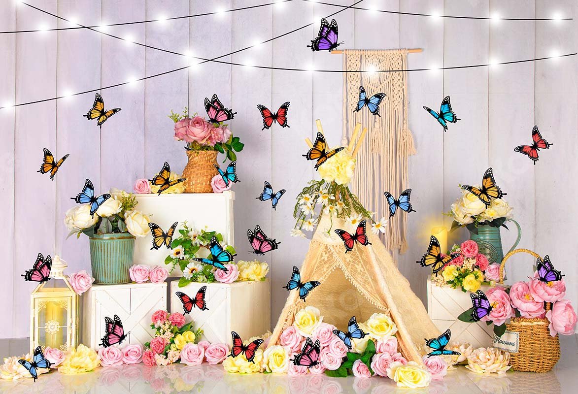 Kate Spring Flower Tent Butterfly Backdrop Designed by Emetselch - Kate Backdrop AU