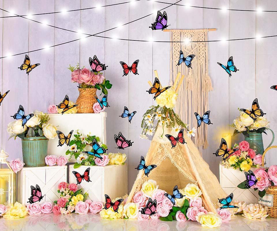 Kate Spring Flower Tent Butterfly Backdrop Designed by Emetselch - Kate Backdrop AU