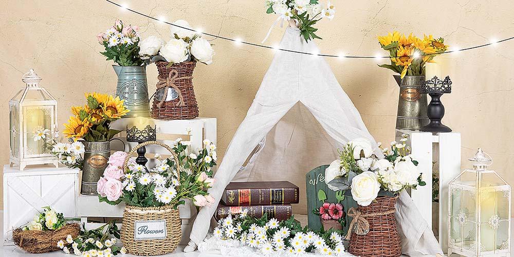 Kate Spring Flowers White Tent Backdrop Designed by Emetselch - Kate Backdrop AU