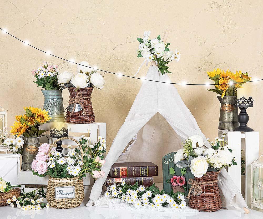 Kate Spring Flowers White Tent Backdrop Designed by Emetselch - Kate Backdrop AU