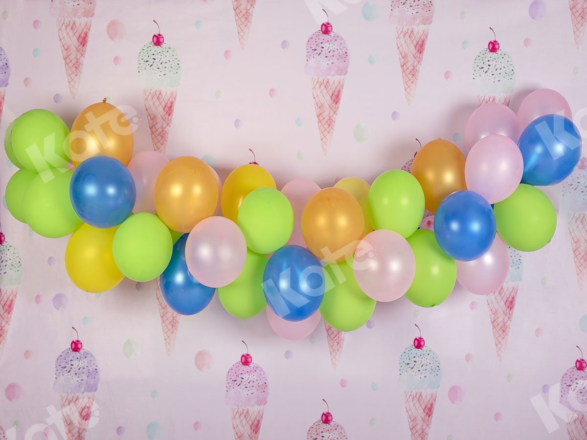 Kate Summer Ice Cream Balloons Cake Smash Backdrop Designed by Jia Chan Photography - Kate Backdrop AU