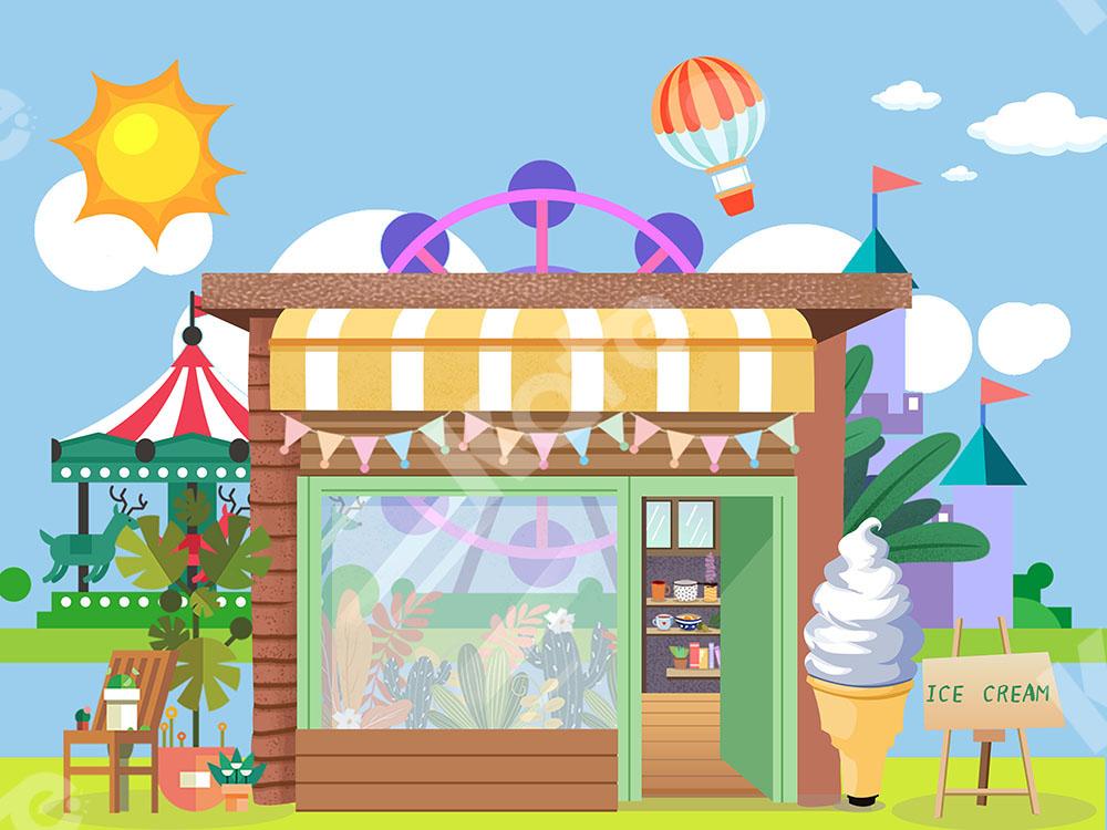 Kate Summer Backdrop Icecream Store Designed by Chain Photography - Kate Backdrop AU