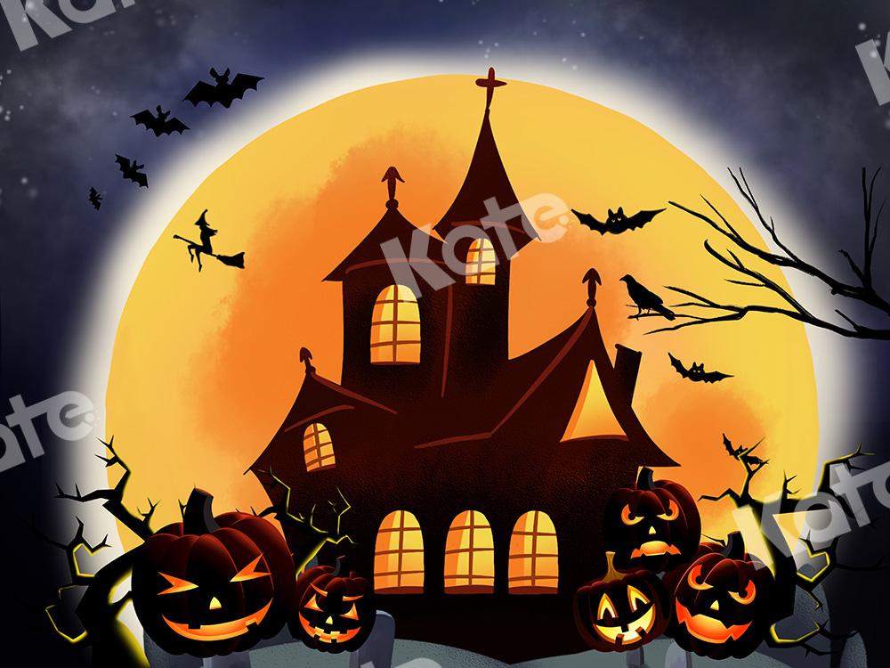 Kate Halloween Backdrop Pumpkins Witch House Designed by Chain Photography - Kate Backdrop AU