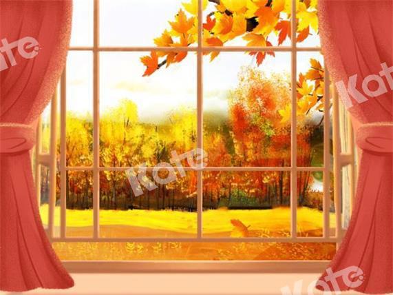 Kate Window Backdrop Fall Forest Designed by GQ - Kate Backdrop AU