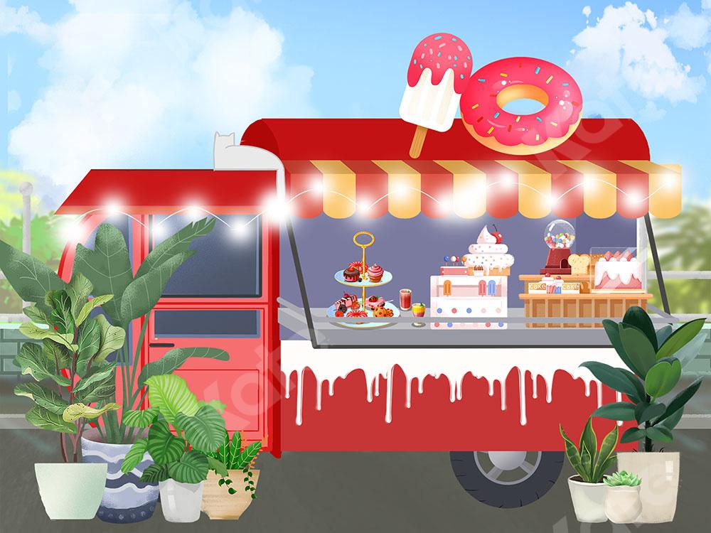 Kate Cake Ice Cream Truck Backdrop Designed by Chain Photography - Kate Backdrop AU