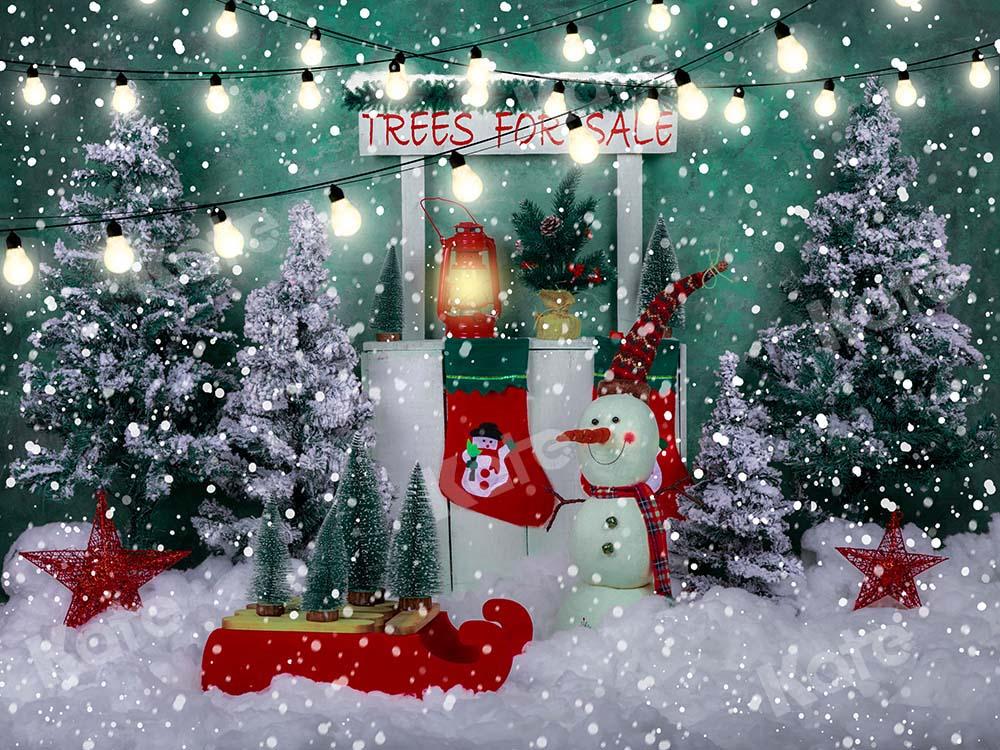Kate Snow Christmas Trees Stand with Lights Backdrop Designed by Emetselch - Kate Backdrop AU