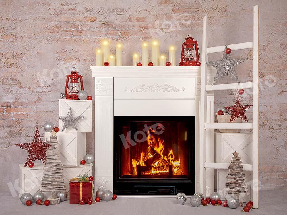 Kate Christmas White Fireplace Backdrop Designed by Emetselch - Kate Backdrop AU