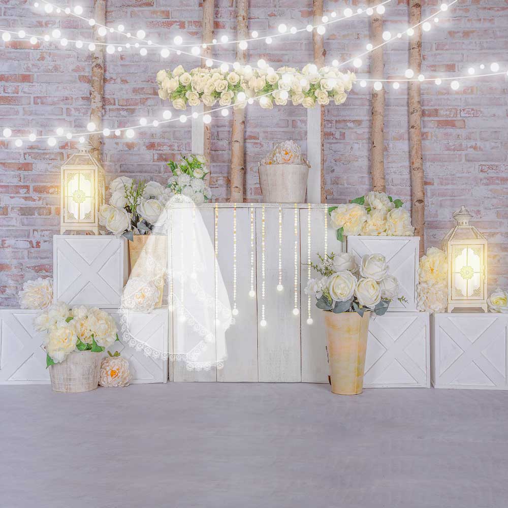 Kate Valentine's Day White Roses Stand Backdrop Designed by Emetselch - Kate Backdrop AU