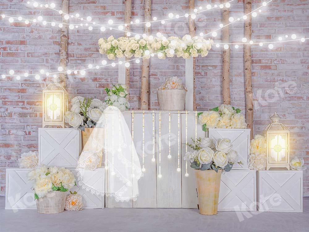 Kate Valentine's Day White Roses Stand Backdrop Designed by Emetselch - Kate Backdrop AU