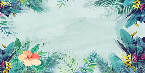 Kate Summer Palm Leaves Light Blue Backdrop Designed by Chain Photography - Kate Backdrop AU