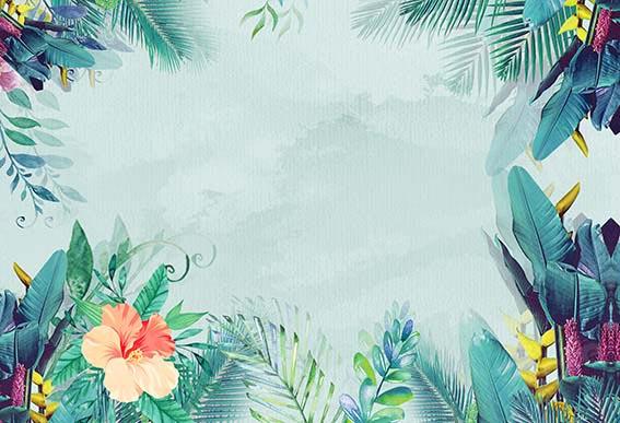 Kate Summer Palm Leaves Light Blue Backdrop Designed by Chain Photography - Kate Backdrop AU