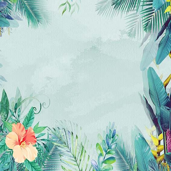 Kate Summer Palm Leaves Light Blue Backdrop Designed by Chain Photography - Kate Backdrop AU