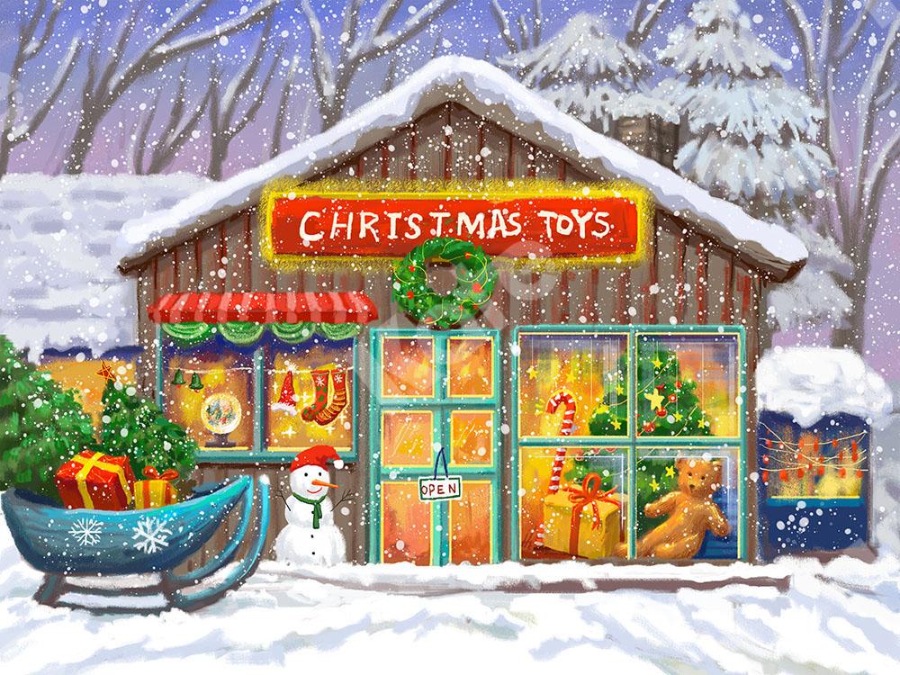 Kate Christmas Backdrop Snow Xmas Toys Store Designed by GQ - Kate Backdrop AU