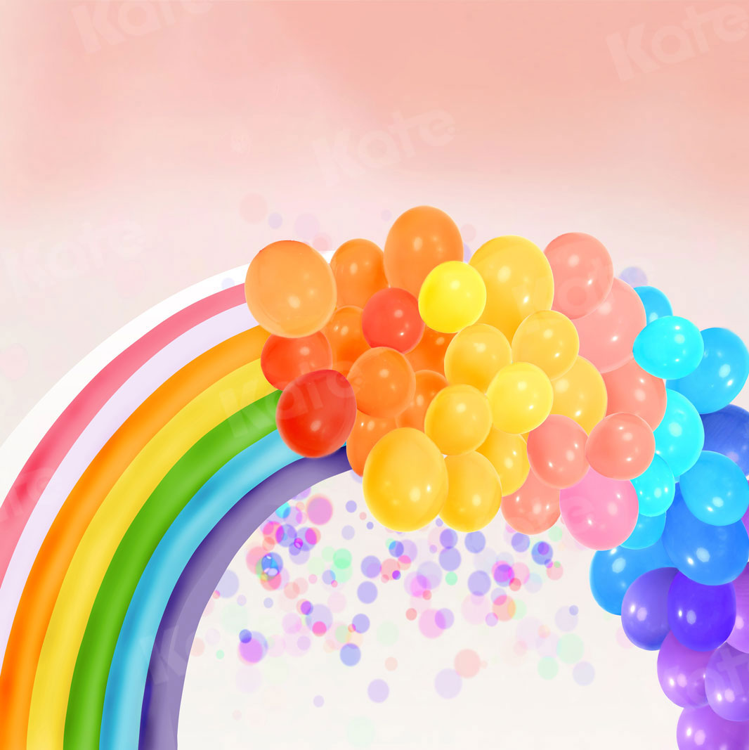 Kate Birthday Backdrop Rainbow Balloons Designed by Chain Photography - Kate Backdrop AU