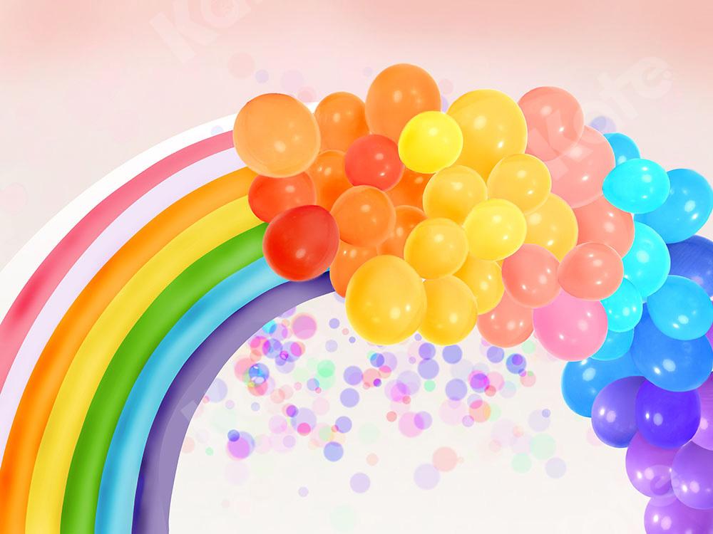 Kate Birthday Backdrop Rainbow Balloons Designed by Chain Photography - Kate Backdrop AU