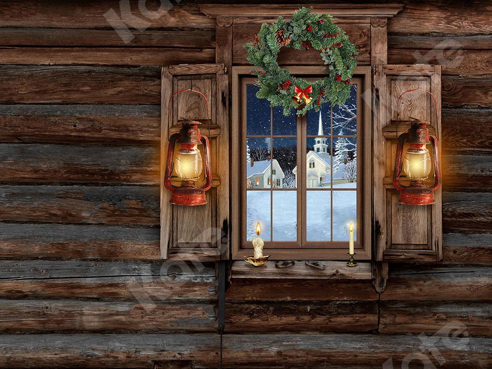 Kate Christmas Backdrop Wooden Window with Lights Designed by Emetselch - Kate Backdrop AU