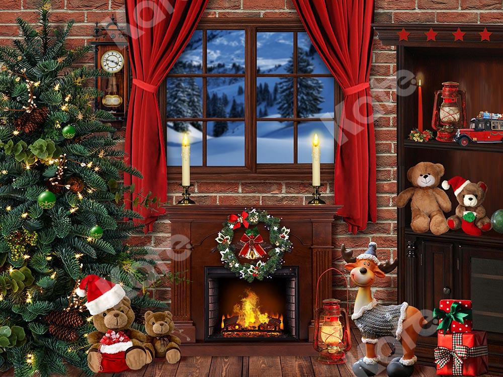 Kate Christmas Deer Bears Window Backdrop Designed by Chain Photography - Kate Backdrop AU