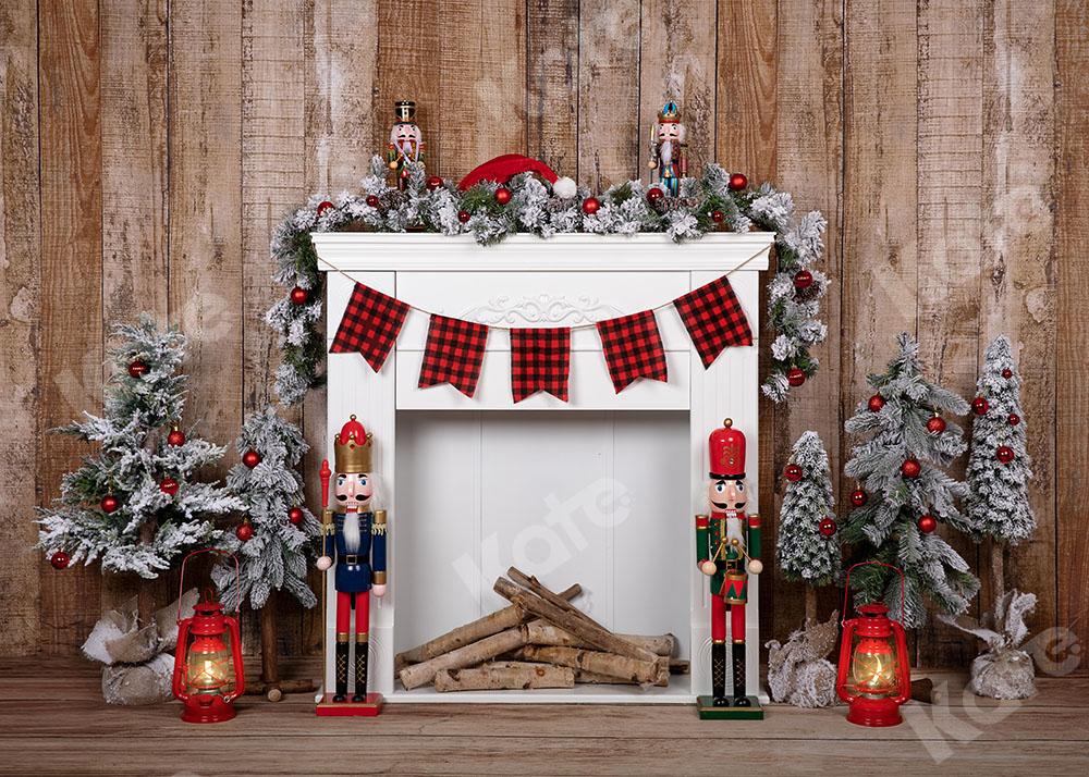 Kate Christmas Fireplace Wood Backdrop Designed by Emetselch - Kate Backdrop AU