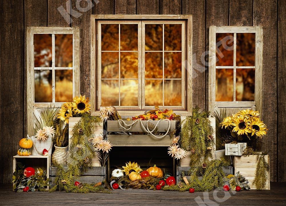 Kate Autumn Wood Window Backdrop Designed by Emetselch - Kate Backdrop AU