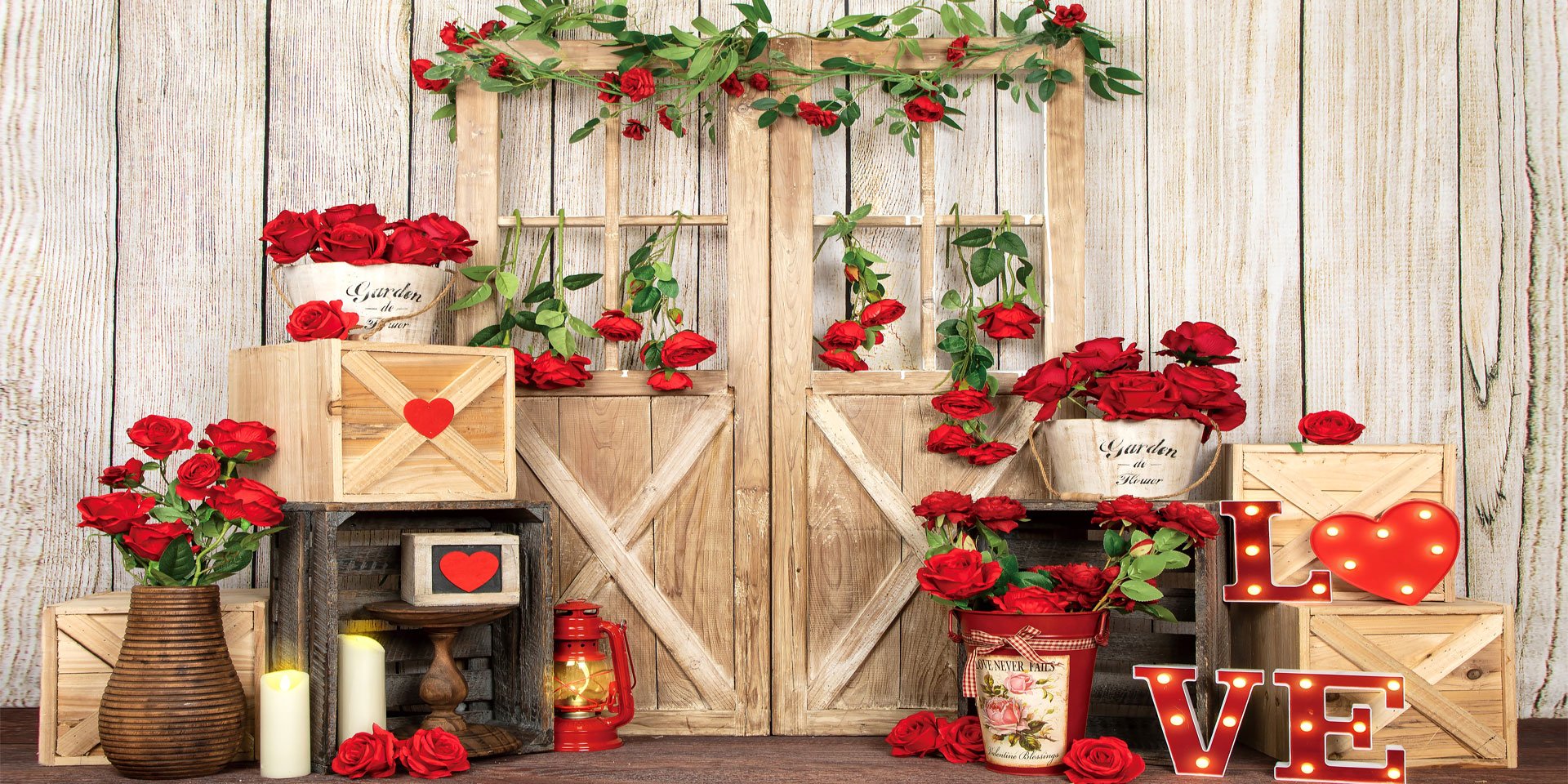 Kate Valentine's Day Roses Door Backdrop Designed by Emetselch - Kate Backdrop AU