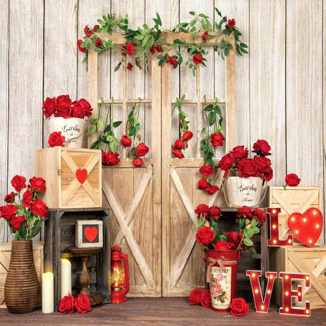 Kate Valentine's Day Roses Door Backdrop Designed by Emetselch - Kate Backdrop AU