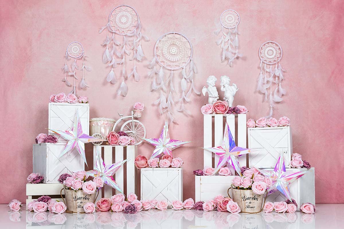 Kate Spring/valentine's Day Pink Boho Backdrop Designed by Emetselch - Kate Backdrop AU