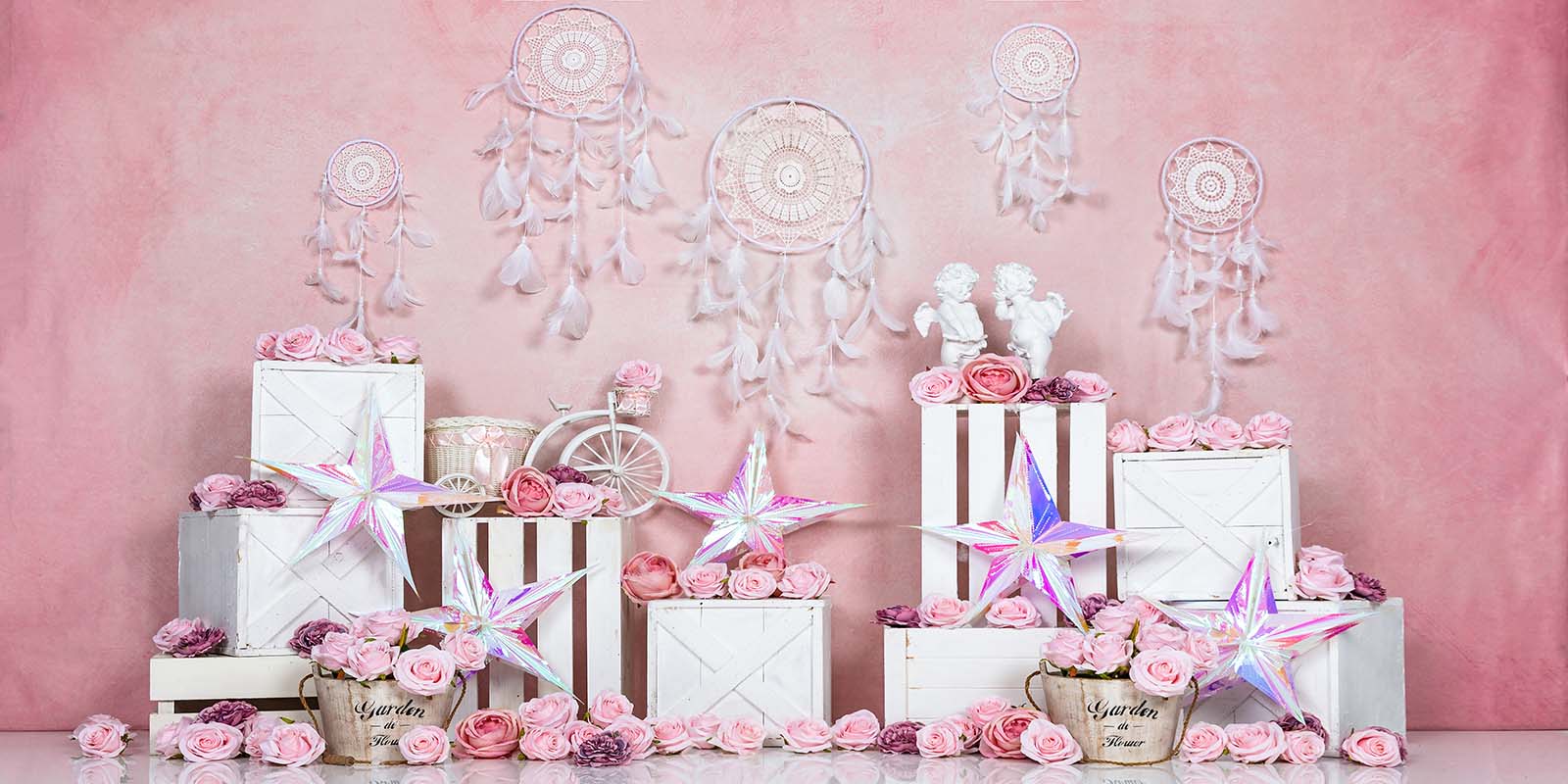 Kate Spring/valentine's Day Pink Boho Backdrop Designed by Emetselch - Kate Backdrop AU