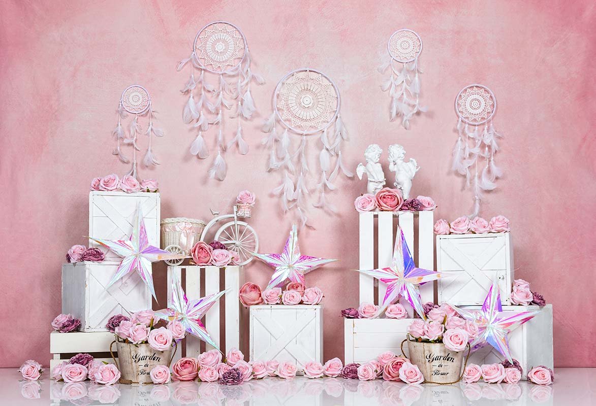 Kate Spring/valentine's Day Pink Boho Backdrop Designed by Emetselch - Kate Backdrop AU