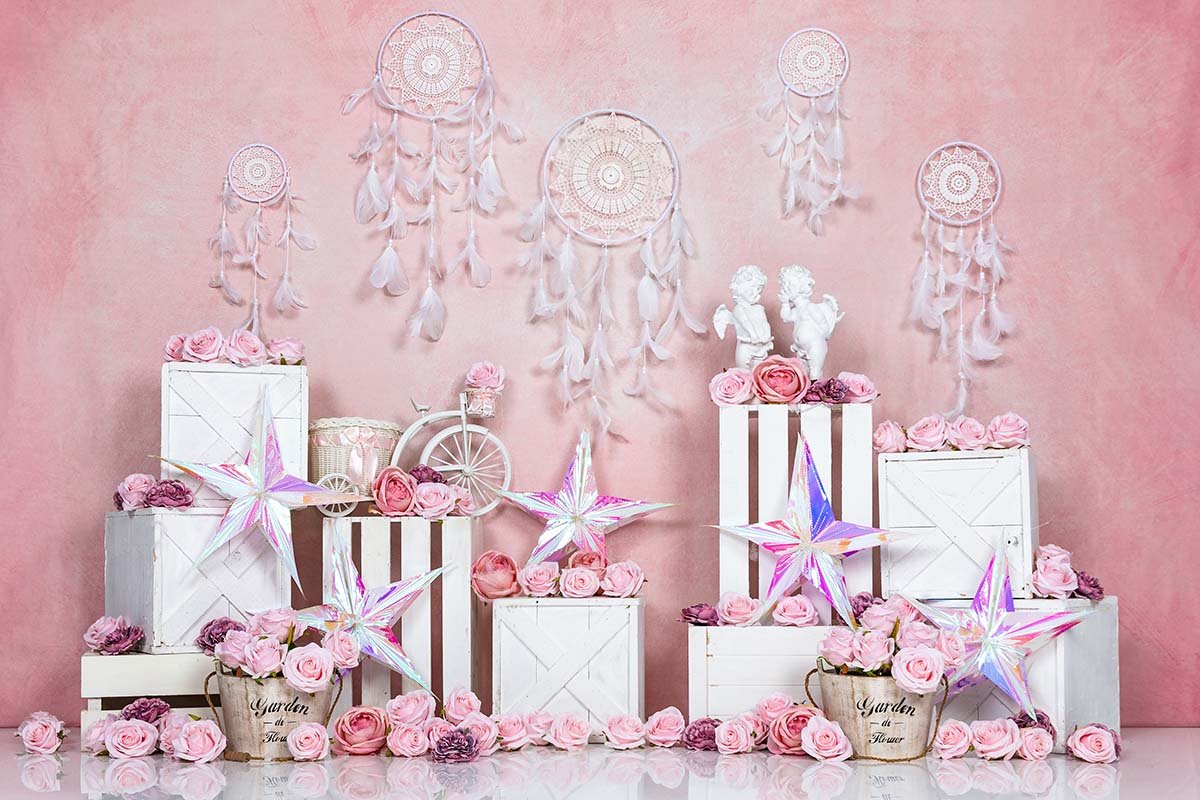 Kate Spring/valentine's Day Pink Boho Backdrop Designed by Emetselch - Kate Backdrop AU