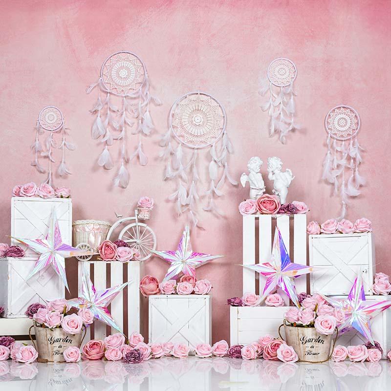 Kate Spring/valentine's Day Pink Boho Backdrop Designed by Emetselch - Kate Backdrop AU