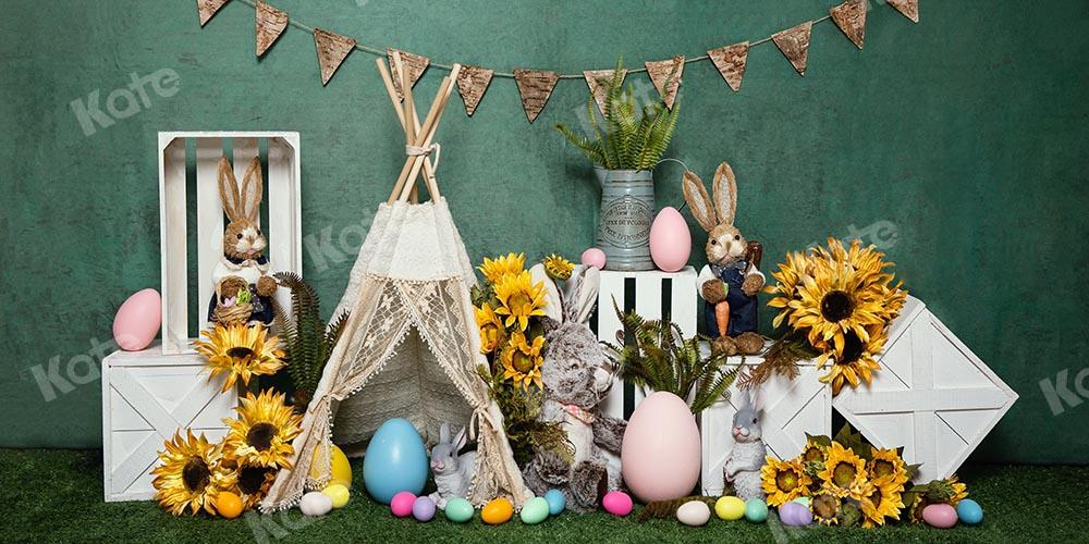 Kate Easter Tent Egg Bunny Green Backdrop Designed by Emetselch - Kate Backdrop AU