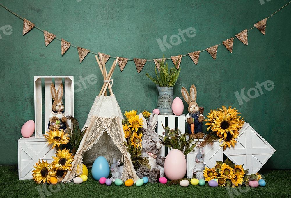 Kate Easter Tent Egg Bunny Green Backdrop Designed by Emetselch - Kate Backdrop AU