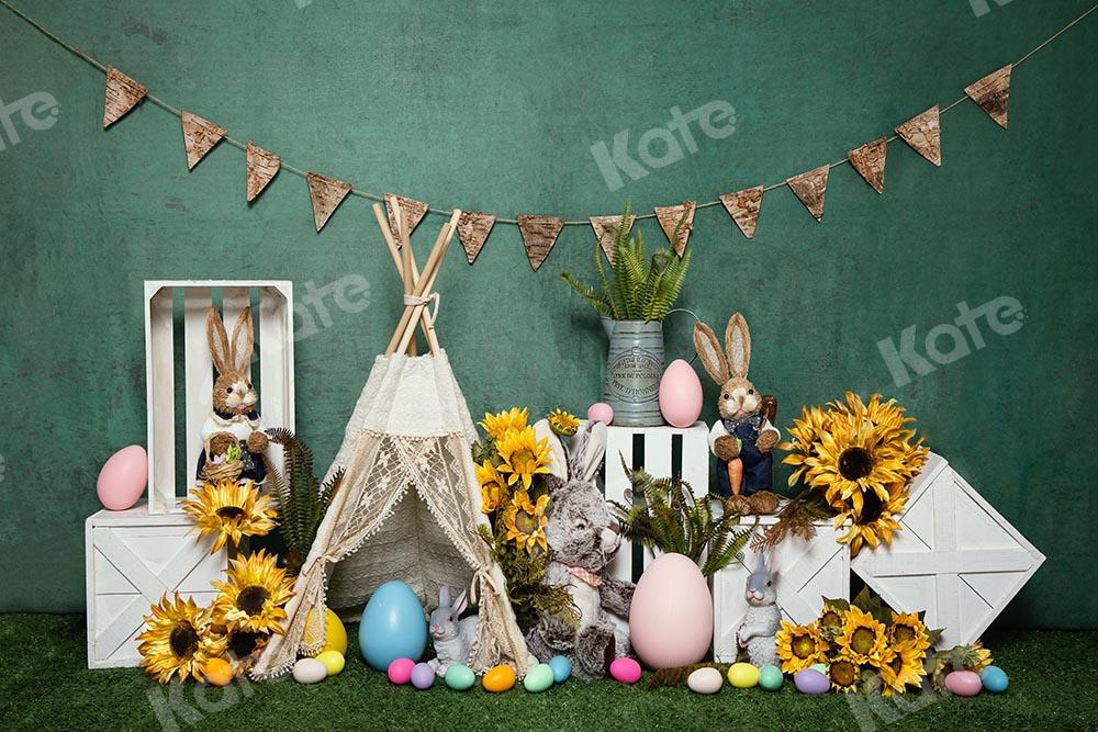 Kate Easter Tent Egg Bunny Green Backdrop Designed by Emetselch - Kate Backdrop AU
