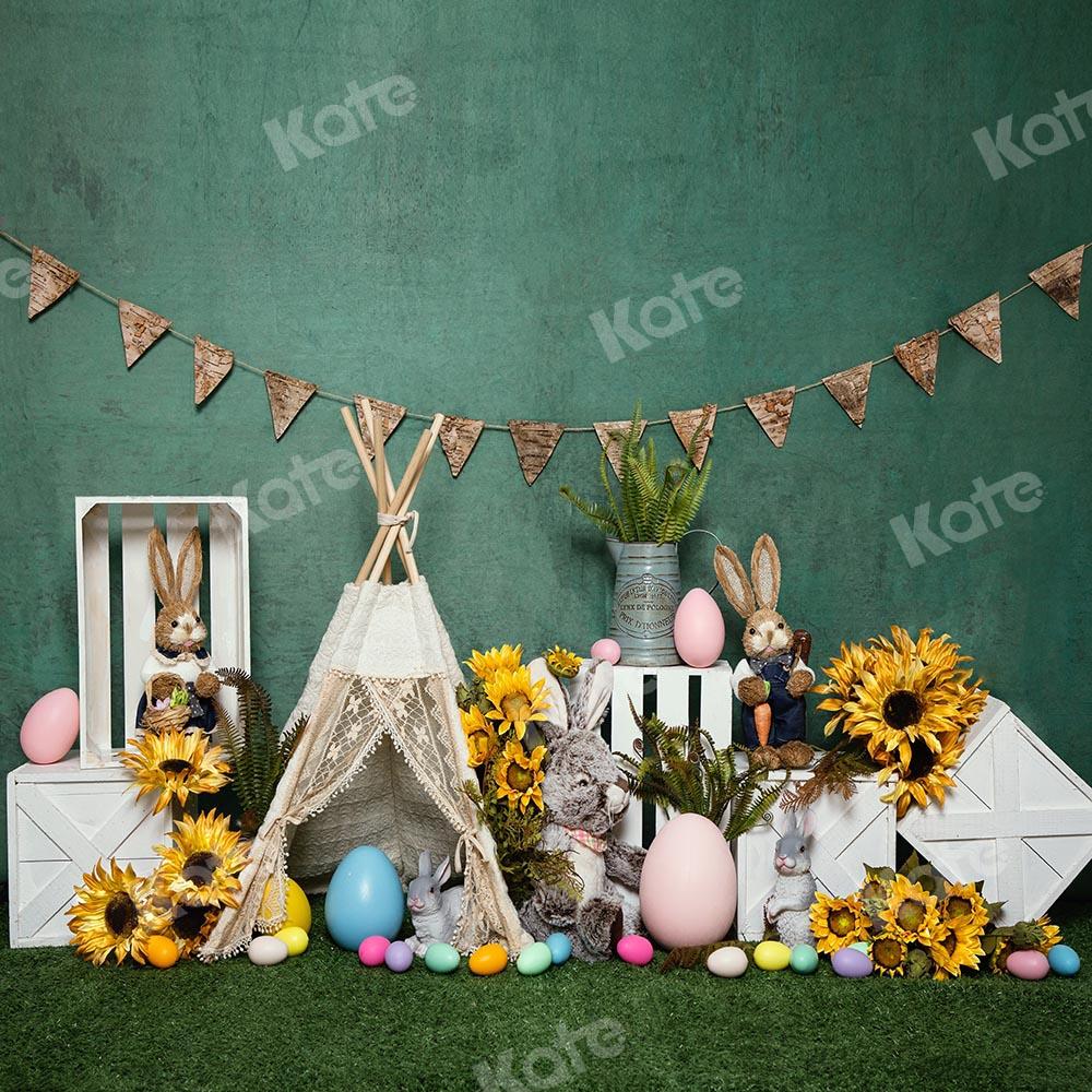 Kate Easter Tent Egg Bunny Green Backdrop Designed by Emetselch - Kate Backdrop AU
