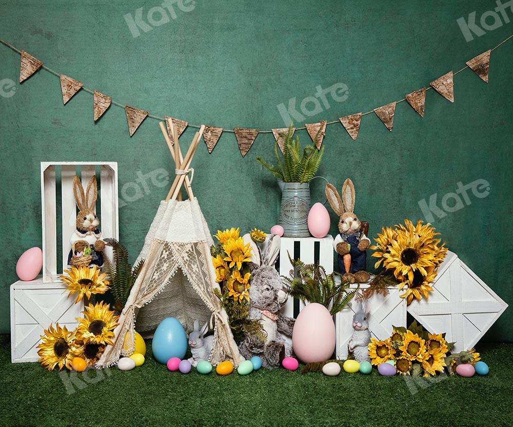 Kate Easter Tent Egg Bunny Green Backdrop Designed by Emetselch - Kate Backdrop AU