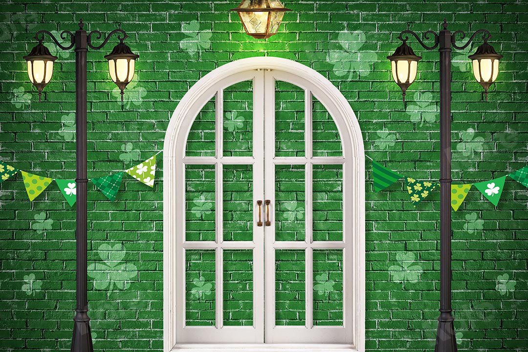 Kate St. Patrick's Day Shamrocks Window Backdrop Designed by Chain Photography - Kate Backdrop AU