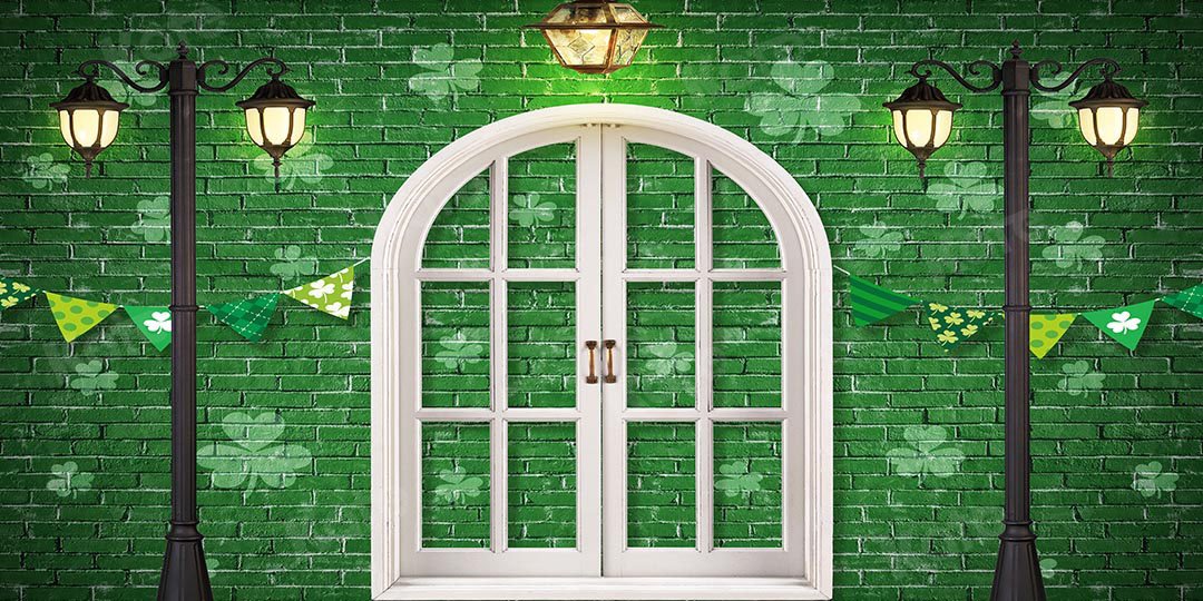 Kate St. Patrick's Day Shamrocks Window Backdrop Designed by Chain Photography - Kate Backdrop AU