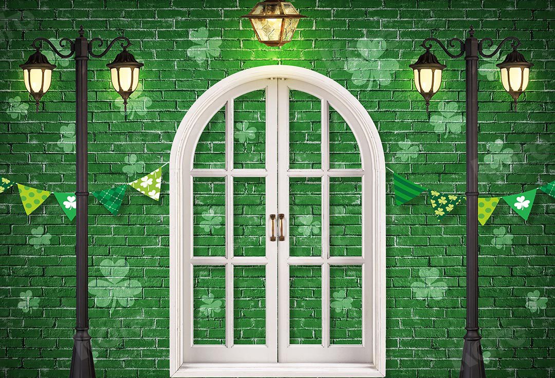Kate St. Patrick's Day Shamrocks Window Backdrop Designed by Chain Photography - Kate Backdrop AU